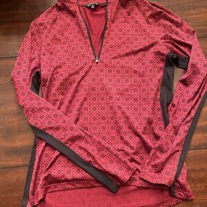 Kerrits Red and Black Geometric Long Sleeve Top